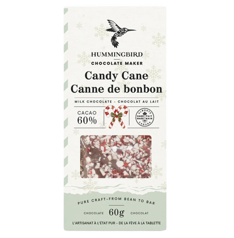 Hummingbird Chocolate - Candy Cane Bark 60% Dark Milk Chocolate at The Candy Bar Toronto 2024