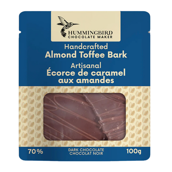 Hummingbird Chocolate Maker Handcrafted Almond Toffee Bark 70% at The Candy Bar Toronto