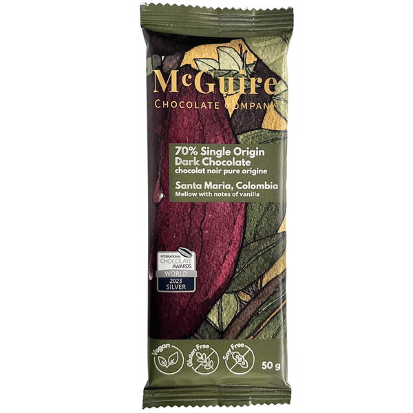 McGuire Chocolate Company - 70% Single Origin Dark Chocolate  - Santa Maria, Colombia Bar at The Candy Bar Toronto