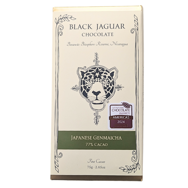 Black Jaguar Chocolate - Japanese Genmaicha 77% Bar at The Candy Bar Toronto